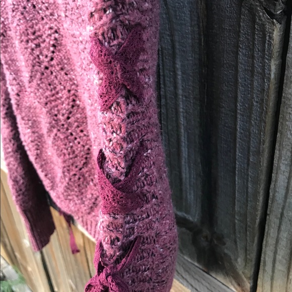 American Rag Lace-Up Diamond-Stitch Sweater - Picture 5 of 5